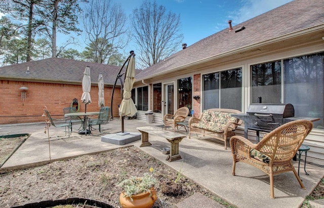 view of patio / terrace featuring a grill