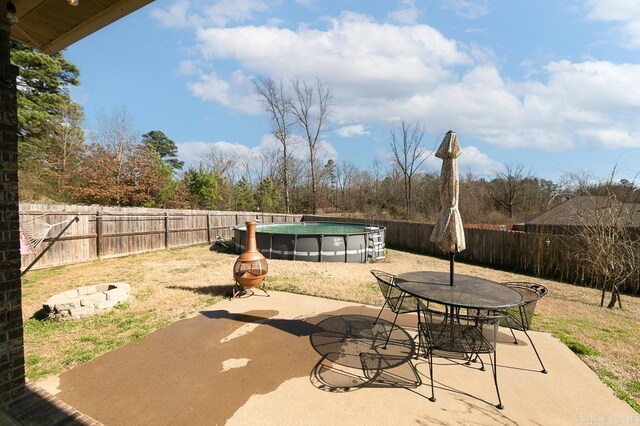 view of patio / terrace with a fenced backyard and a fenced in pool