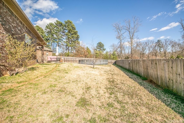 view of yard featuring a fenced backyard