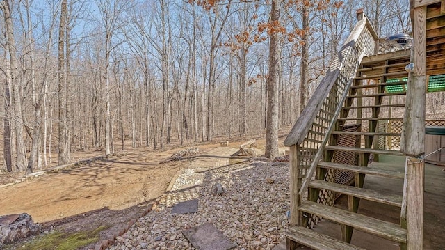 view of yard featuring stairway