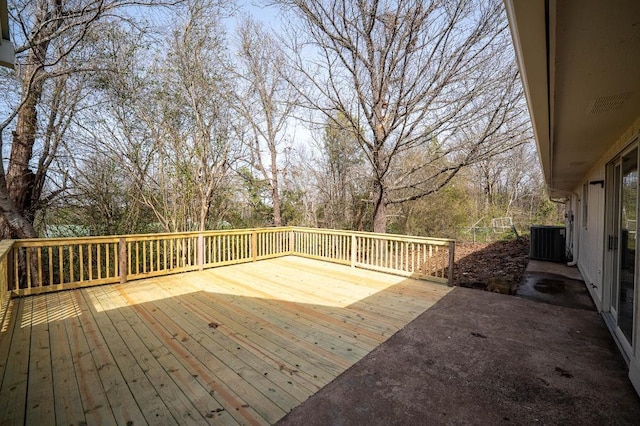 wooden terrace featuring central AC