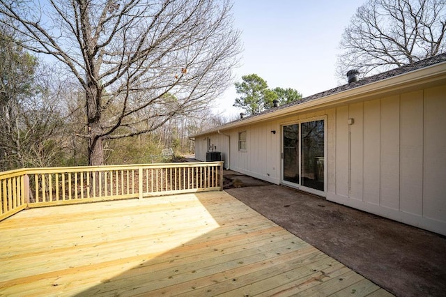 wooden terrace with central AC unit