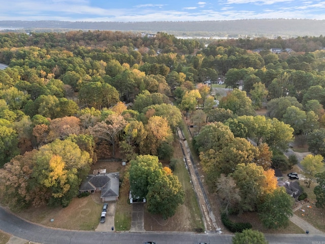 drone / aerial view featuring a view of trees