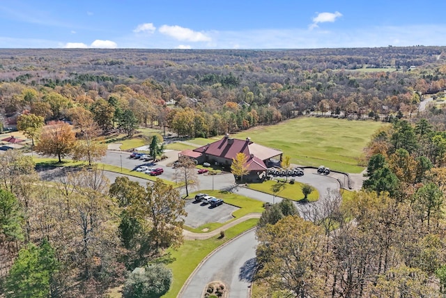 aerial view with a wooded view