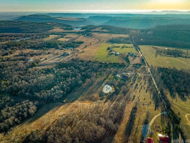 bird's eye view with a rural view and a mountain view