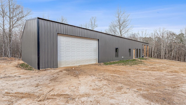 view of detached garage