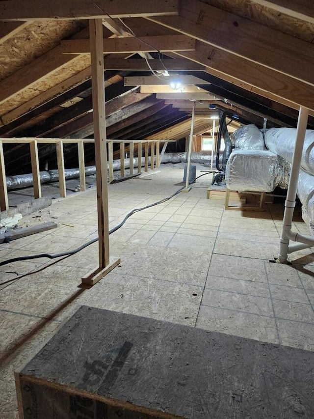 view of unfinished attic