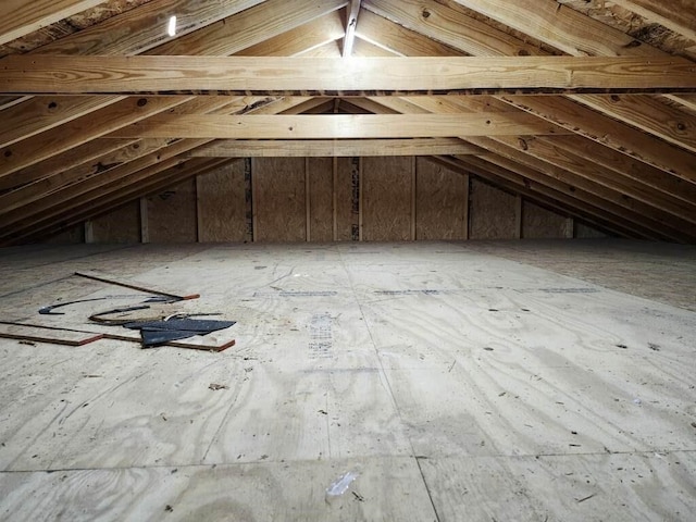 view of unfinished attic