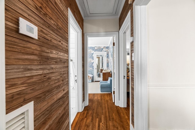 hallway featuring dark wood-style floors