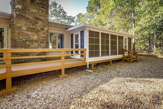 deck featuring a sunroom