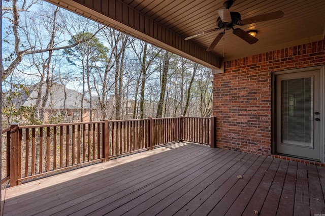 deck with a ceiling fan