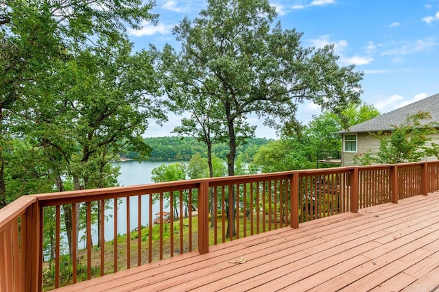 wooden terrace with a water view