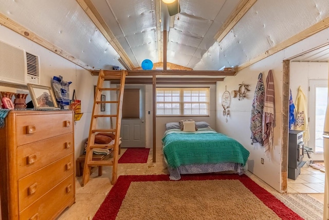 bedroom featuring vaulted ceiling