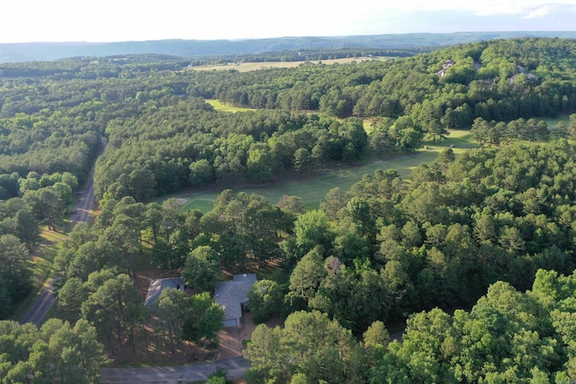 aerial view featuring a forest view