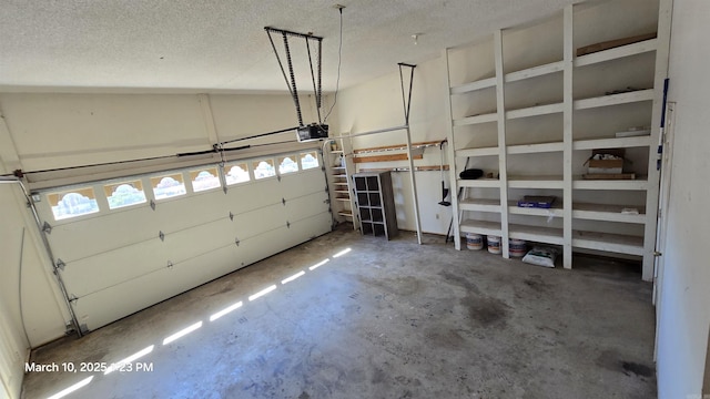 garage with a garage door opener