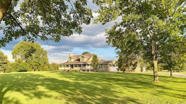 exterior space with a wooden deck and a front yard