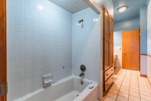 bathroom featuring tile patterned floors and shower / bathing tub combination