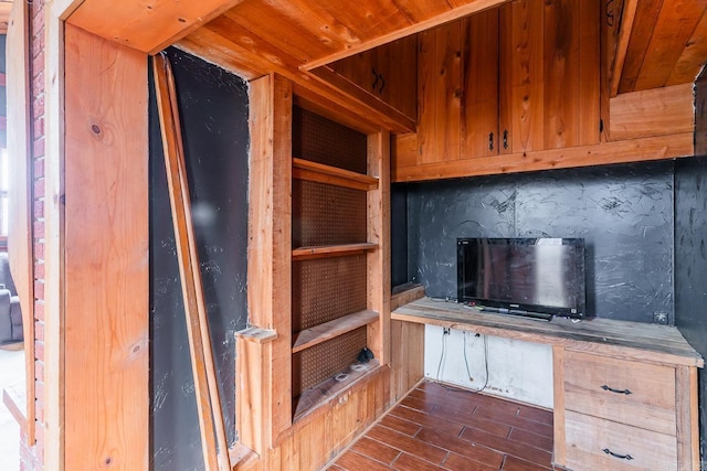 room details with wood finished floors and wooden ceiling