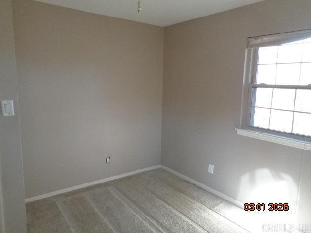 carpeted empty room featuring baseboards and plenty of natural light