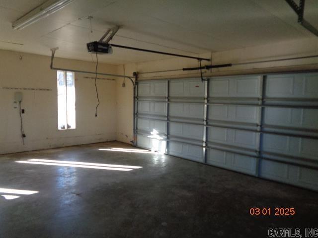 garage with a garage door opener