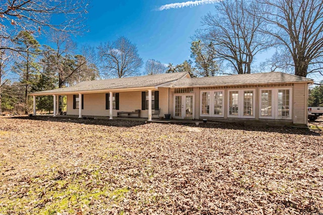 ranch-style house with french doors