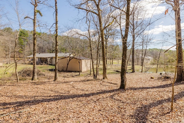 view of yard with an outbuilding