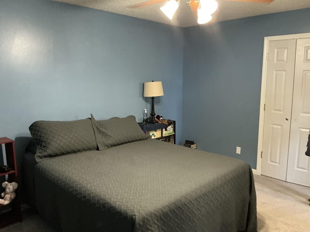 bedroom with carpet floors and ceiling fan