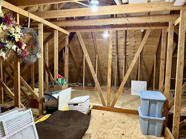 view of unfinished attic