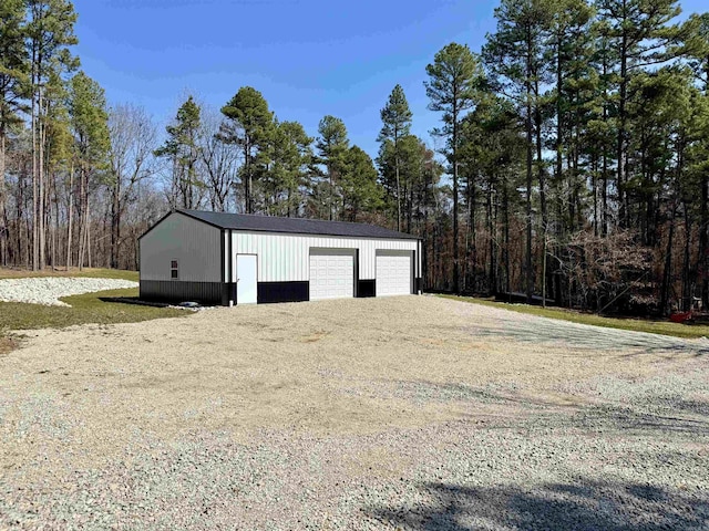 view of detached garage