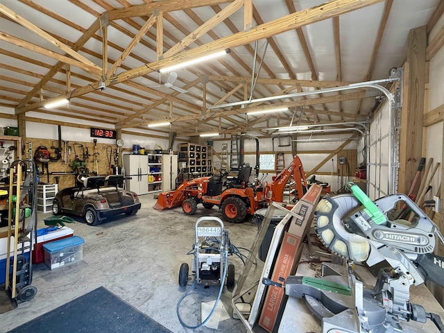 garage with metal wall