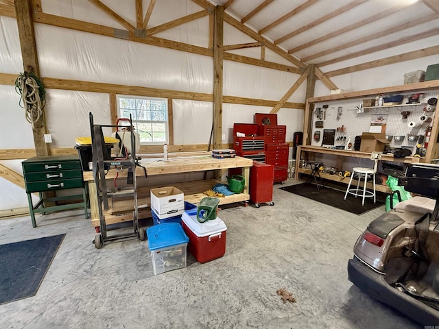 interior space with a workshop area