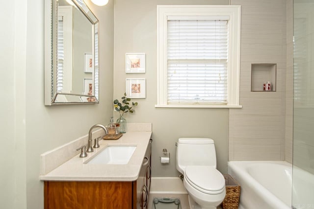 full bathroom featuring vanity and toilet