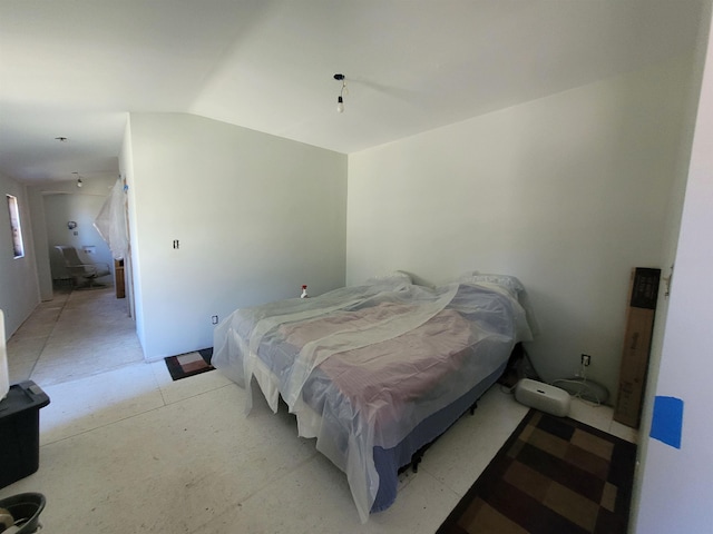 bedroom with vaulted ceiling