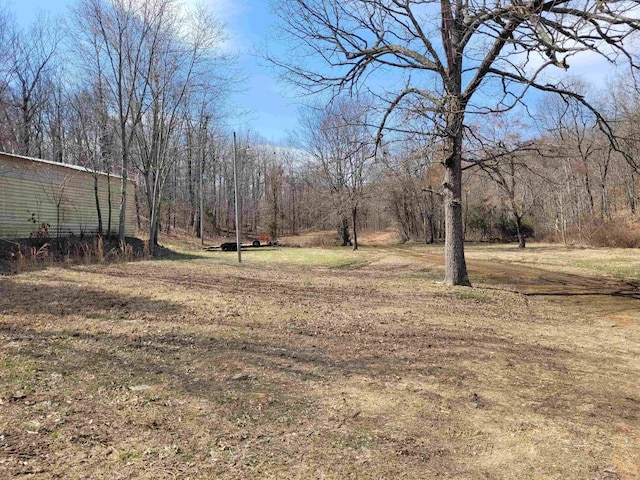 view of yard featuring a view of trees