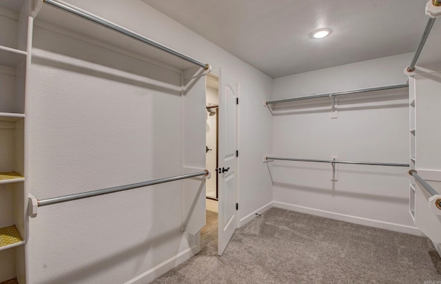 spacious closet with light colored carpet