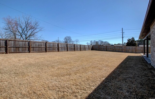 view of yard with a fenced backyard