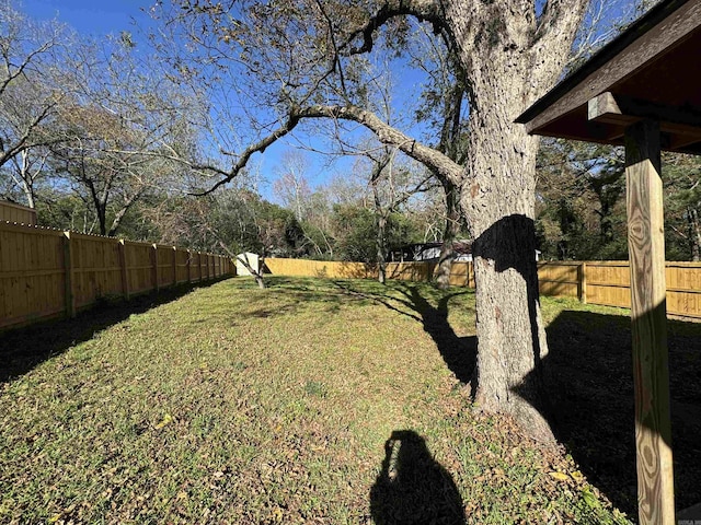 view of yard with a fenced backyard