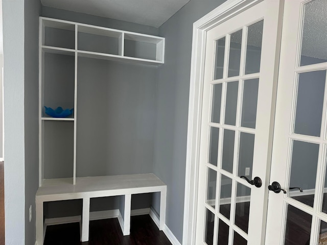 mudroom featuring french doors