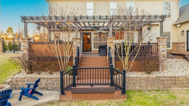 exterior space with a pergola