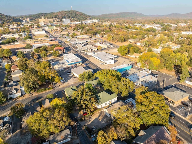 bird's eye view with a mountain view