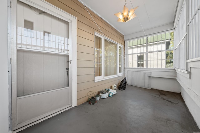 view of unfurnished sunroom