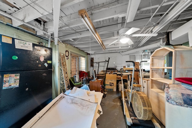 interior space featuring ceiling fan