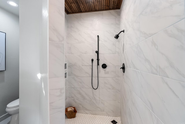 full bathroom with toilet and a tile shower