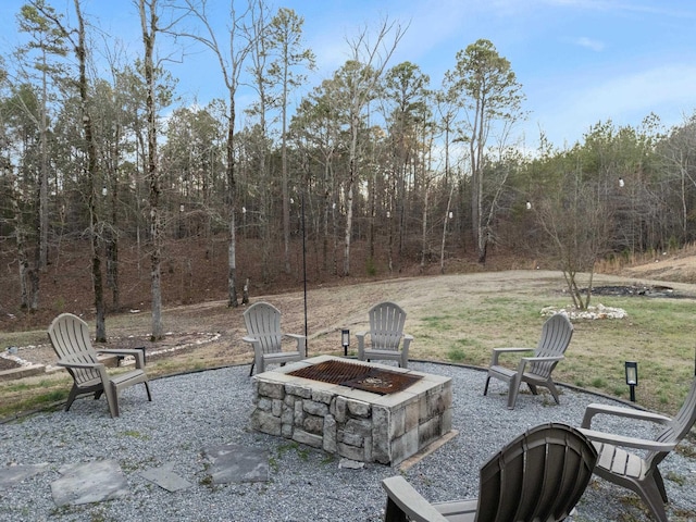 view of patio / terrace with an outdoor fire pit