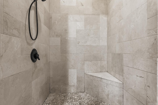 interior details featuring tiled shower