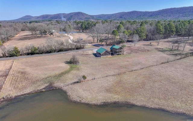 bird's eye view featuring a rural view and a mountain view