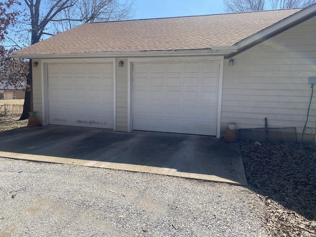 view of detached garage