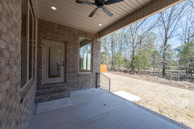 view of patio / terrace featuring a ceiling fan