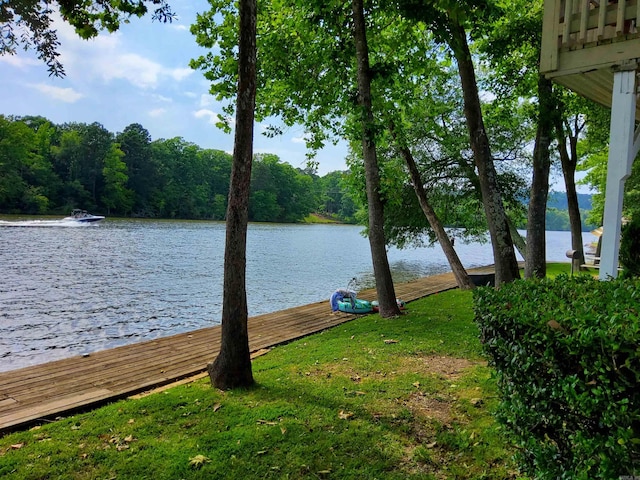 property view of water featuring a boat dock