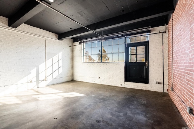 interior space with brick wall